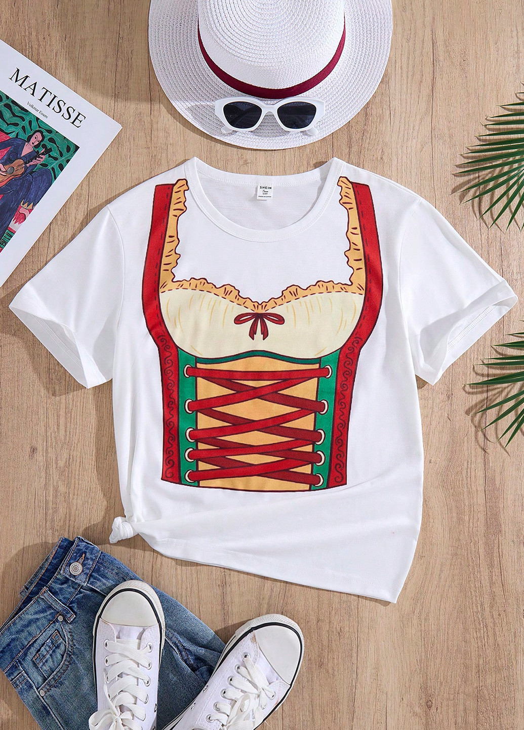 Біла літня футболка SHEIN