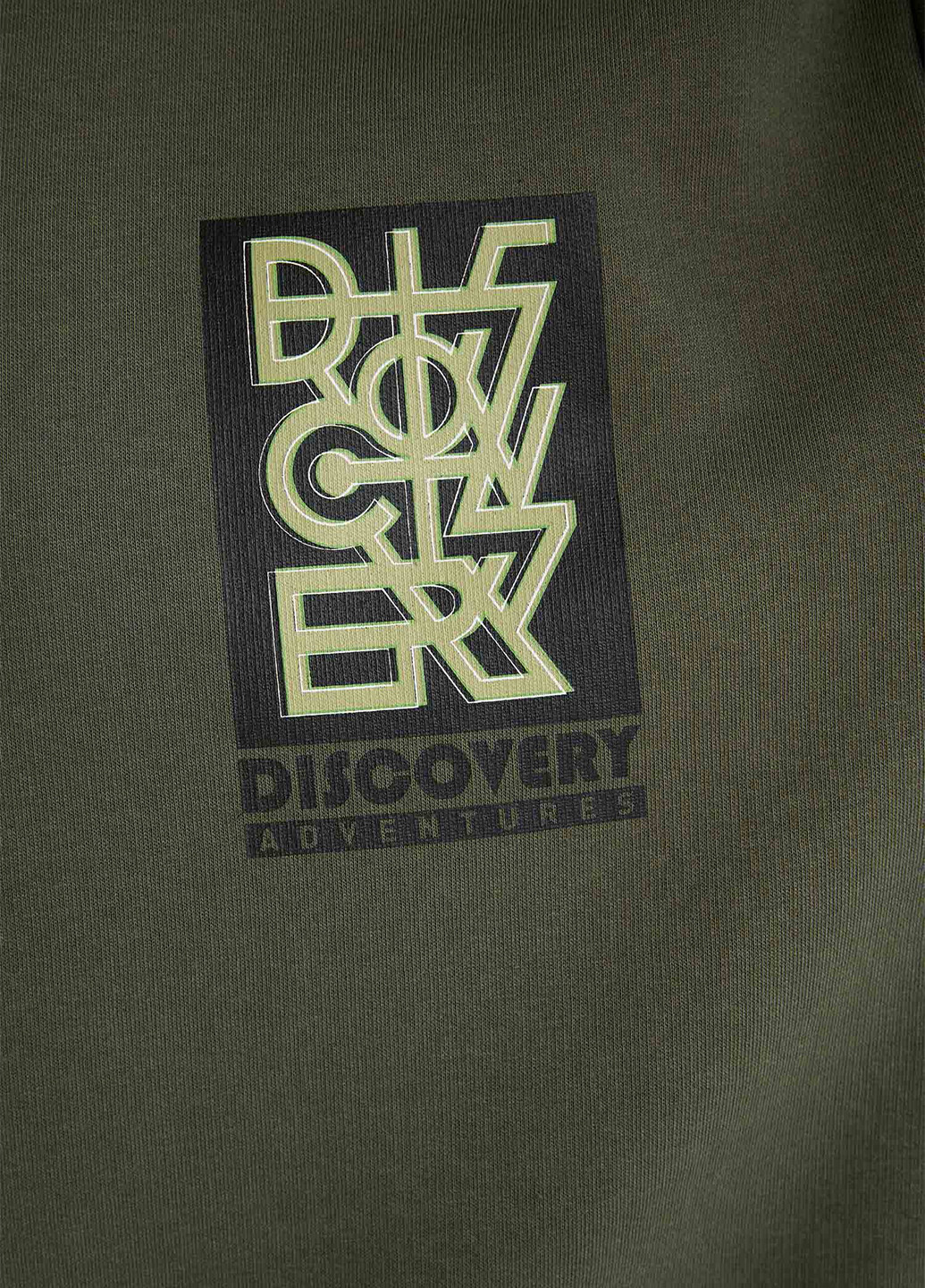 Світшот Discovery Adventures DeFacto - Прямий крій напис хакі кежуал трикотаж, бавовна - (250046795)