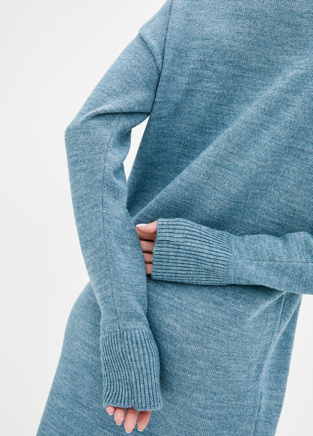 Серо-голубое кэжуал платье платье-свитер Sewel меланжевое