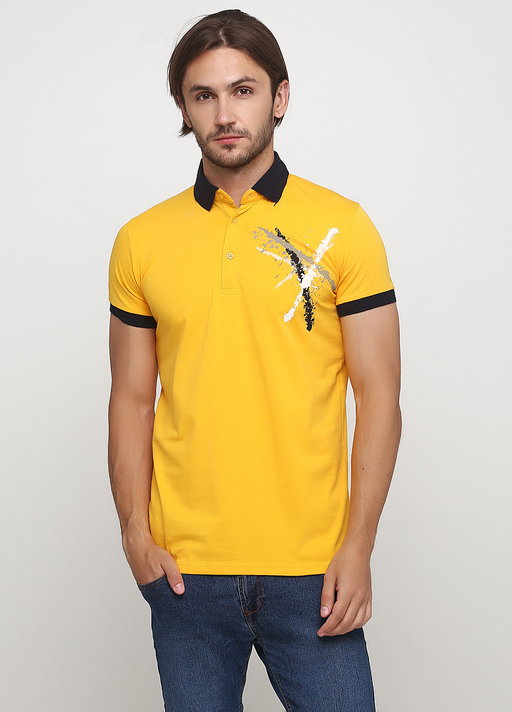 Желтая футболка-поло для мужчин Golf с рисунком