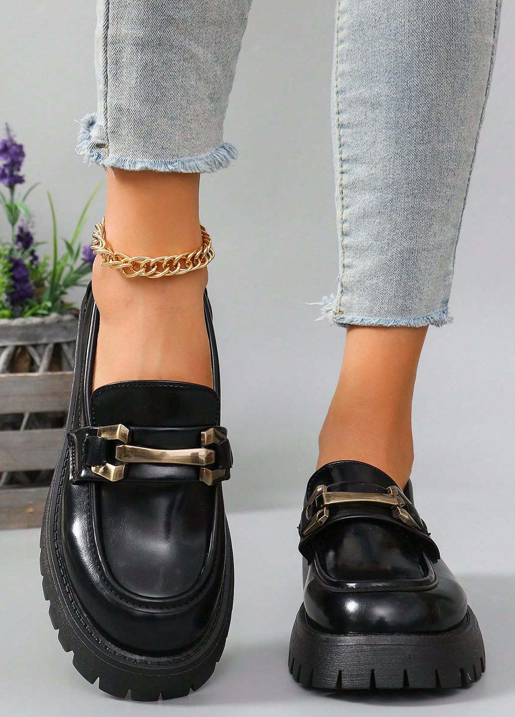 SHEIN Туфли лоферы черный з искусственная кожа, китай — демисезон (346396675)