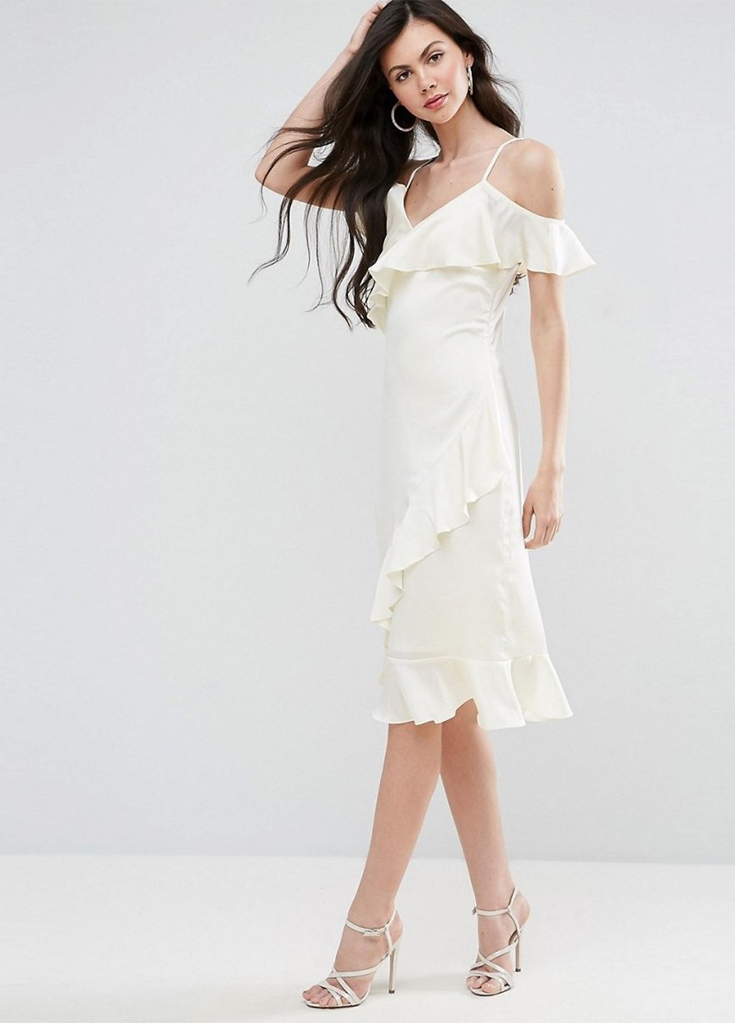Айворі кежуал плаття, сукня з відкритими плечима Y.A.S. однотонна