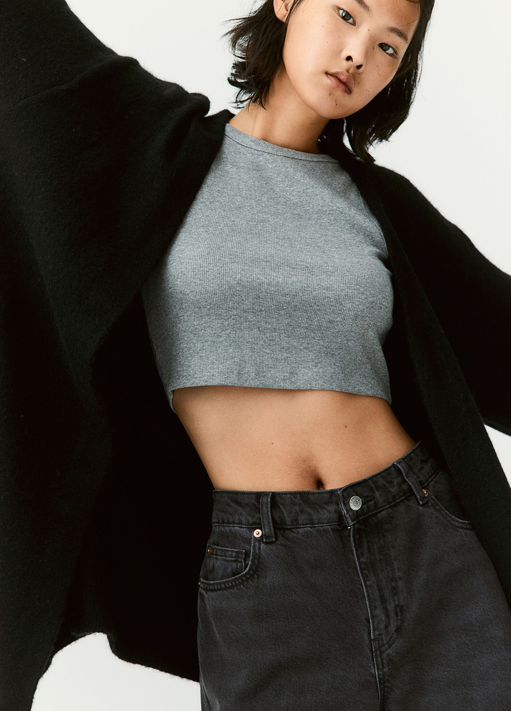 Черный зимний кардиган H&M