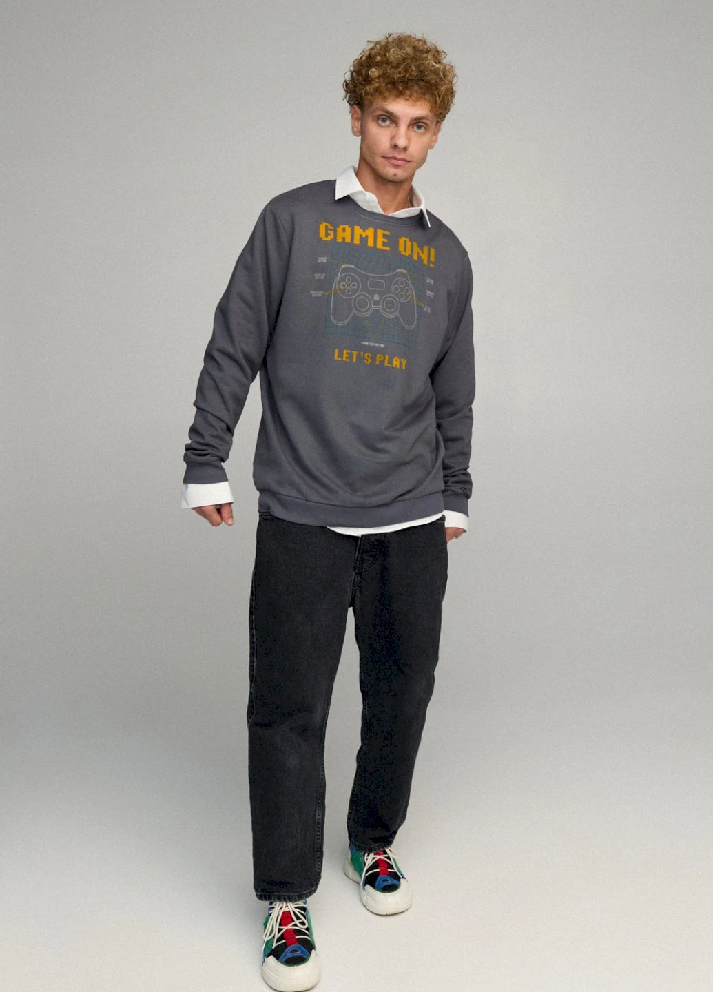 Темно-серый свитшот мужской oversize /no flis/ YAPPI (252258587)