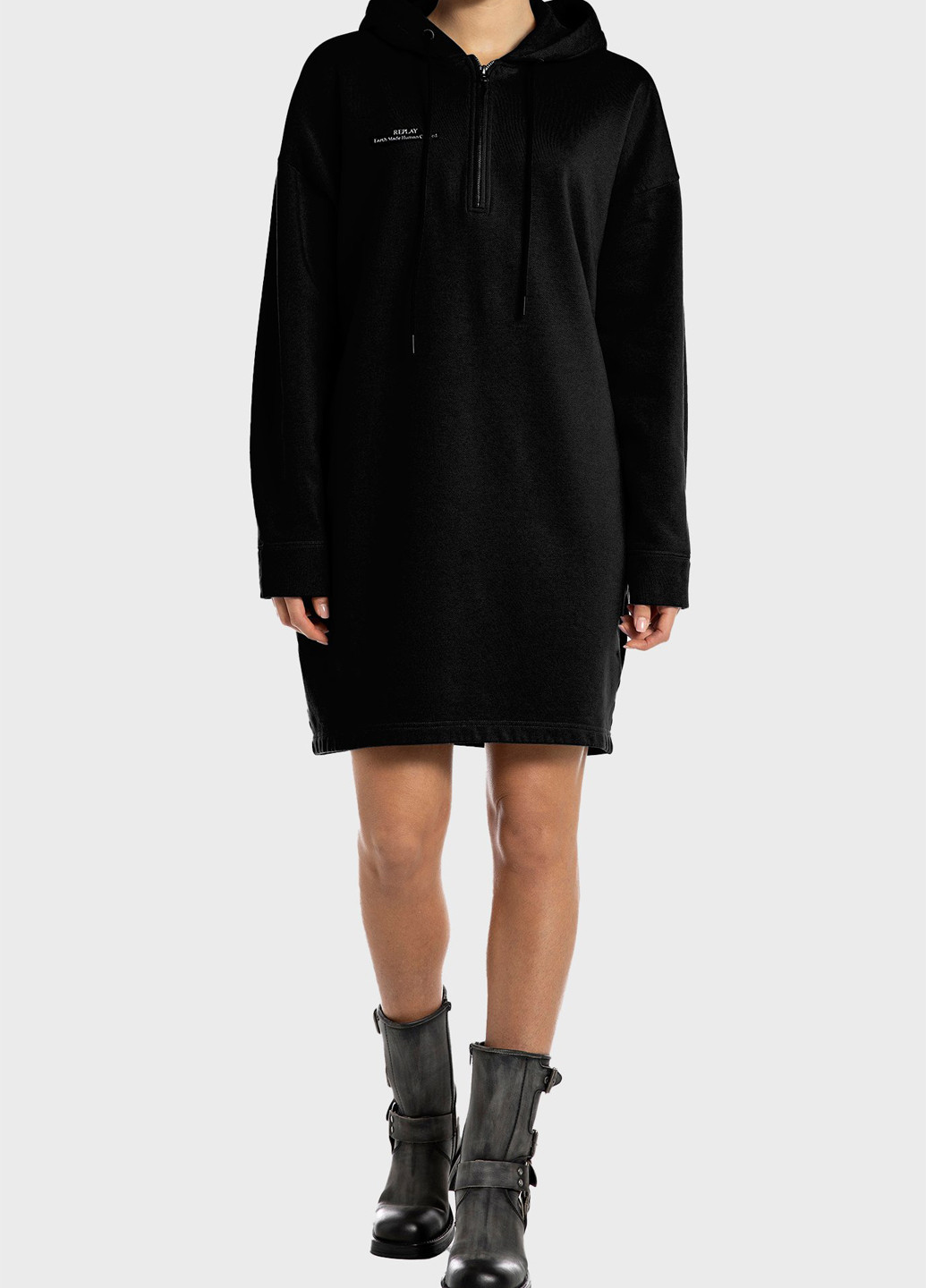 Чорна кежуал сукня сукня-худі Replay з написами