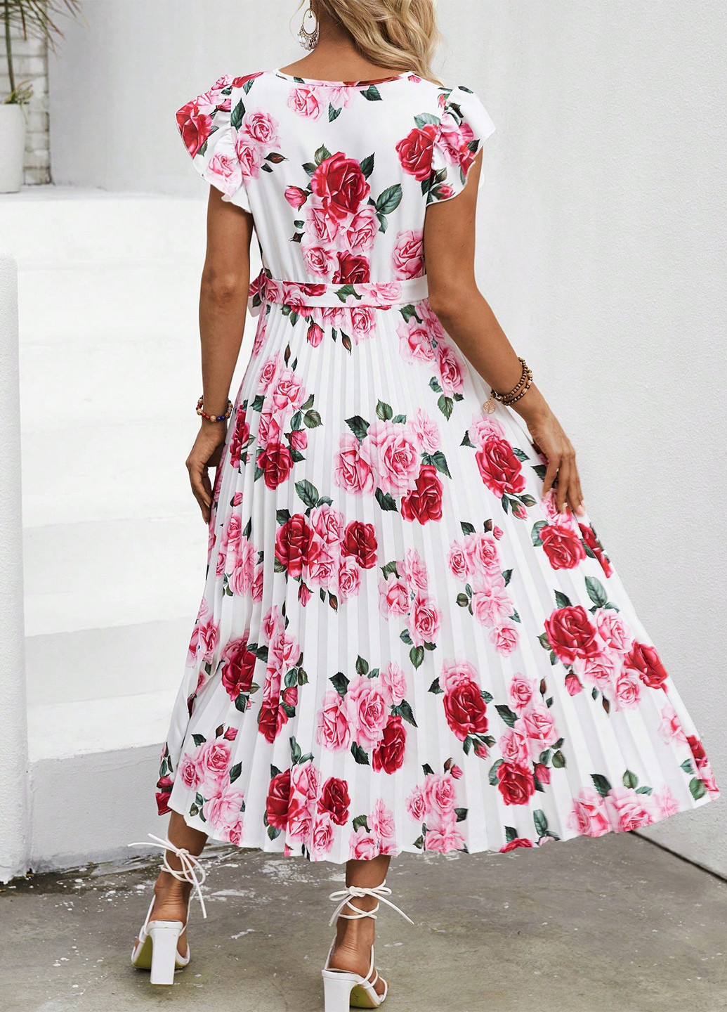 Білий кежуал плаття для вагітних на запах, плісована SHEIN троянди