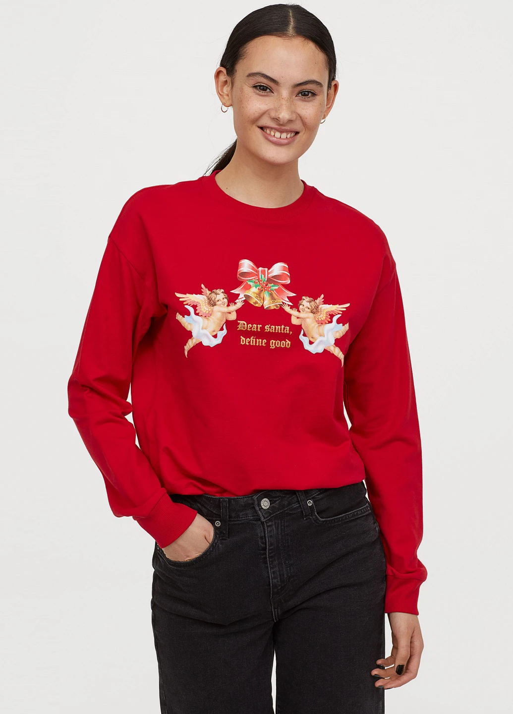 Червоний світшоти H&M новорічний без декору (206702599)
