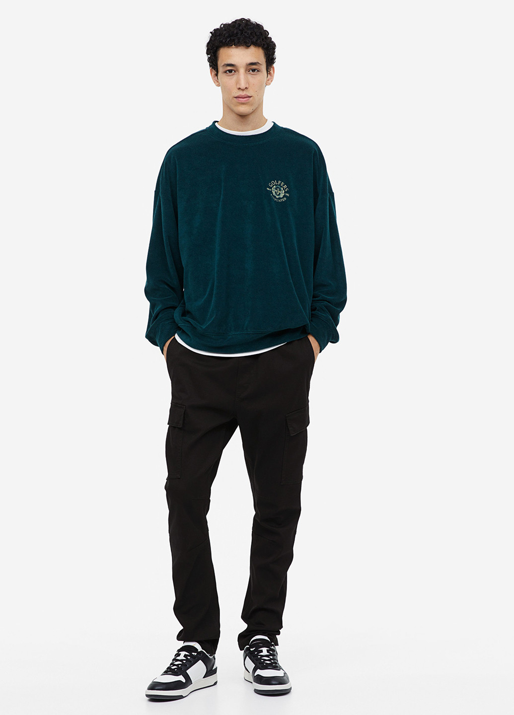 Черные джинсовые демисезонные карго брюки H&M