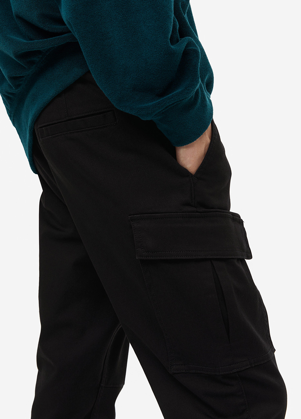 Черные джинсовые демисезонные карго брюки H&M