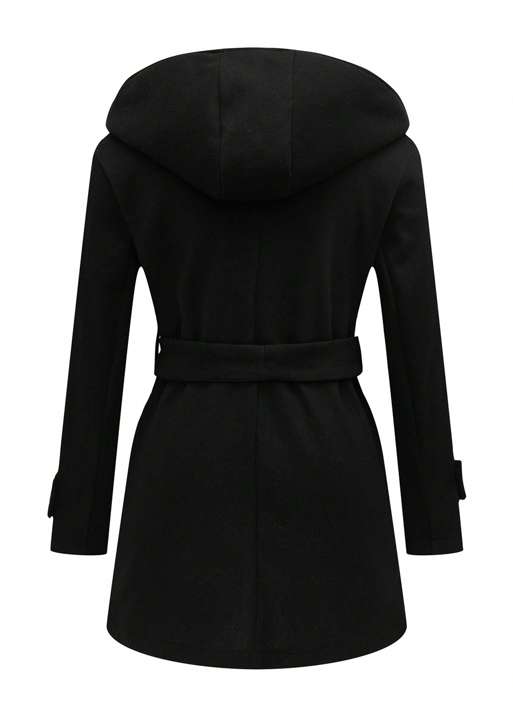 Чорне Кежуал напівпальто двобортне SHEIN однотонне