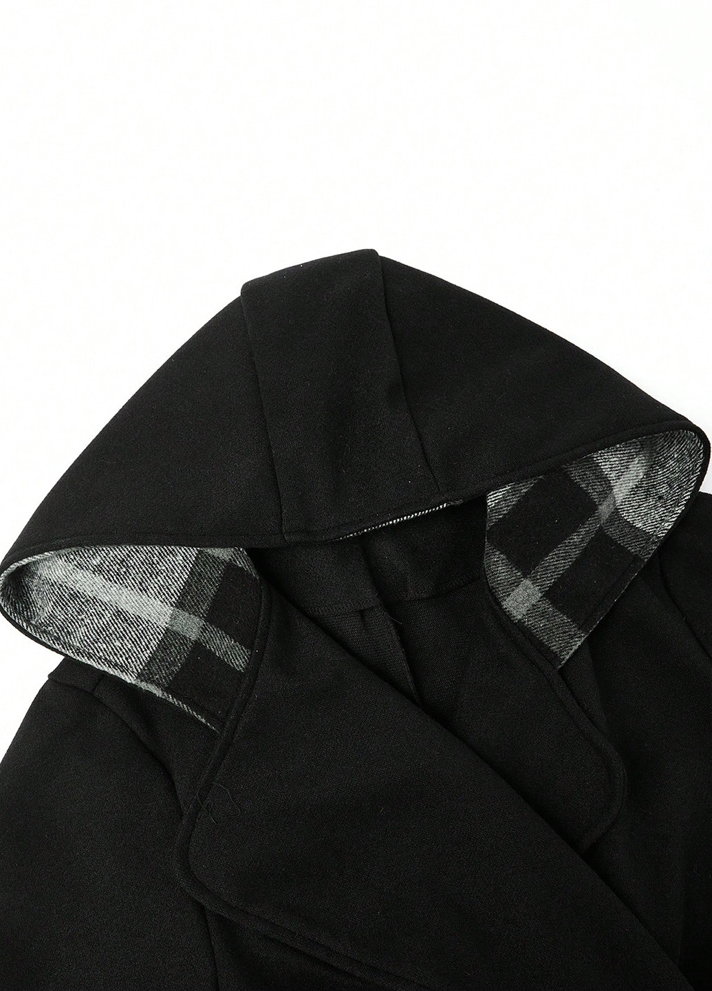 Чорне Кежуал напівпальто двобортне SHEIN однотонне