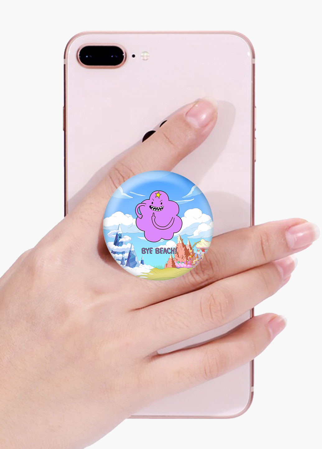 Попсокет (Popsockets) тримач для смартфону Принцеса бубльгум Час Пригод (Princess Bubblegum Adventure Time) (8754-1578) Чорний MobiPrint (216748510)