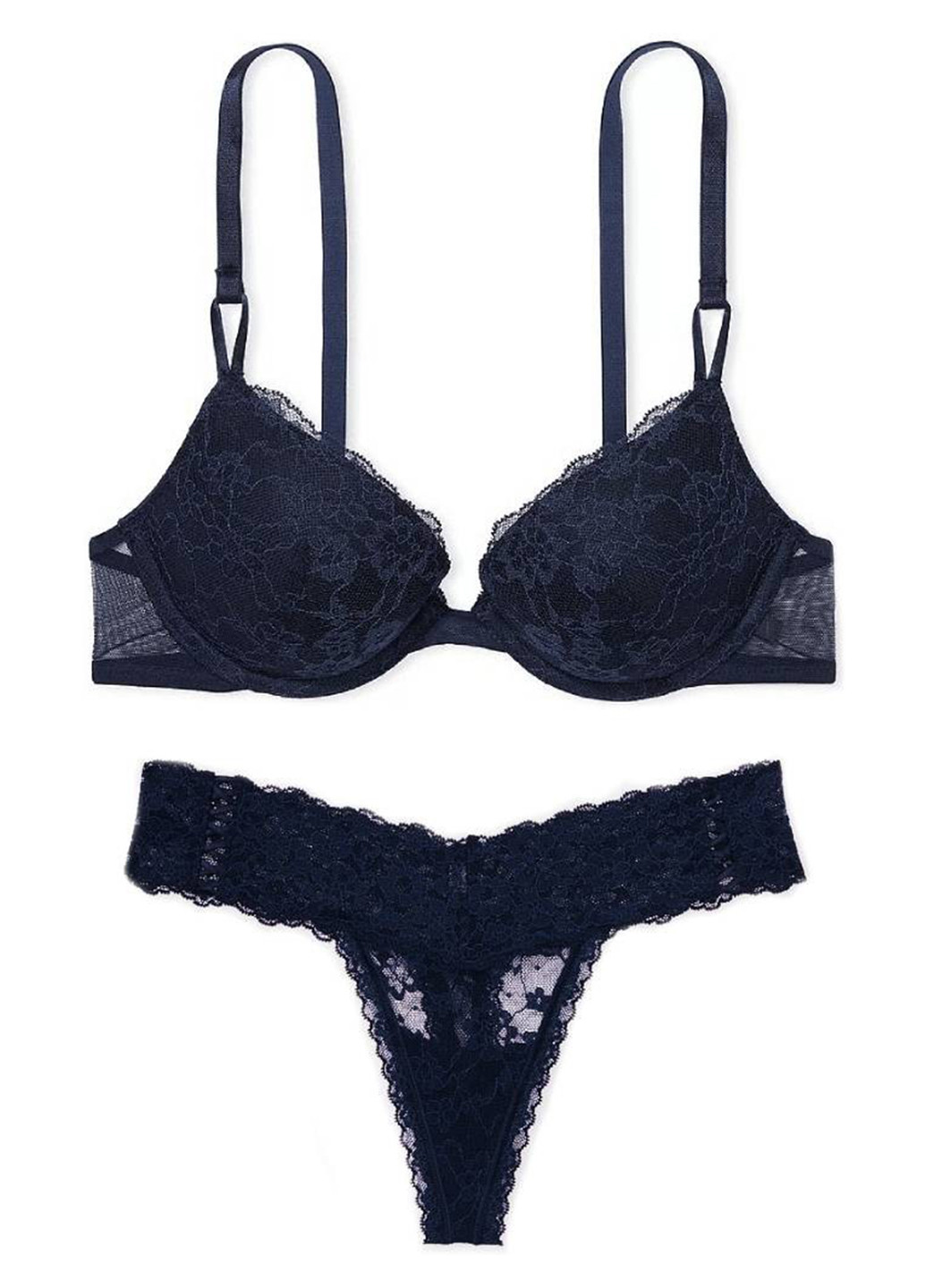 Темно-синий демисезонный комплект (бюстгальтер, трусики) Victoria's Secret
