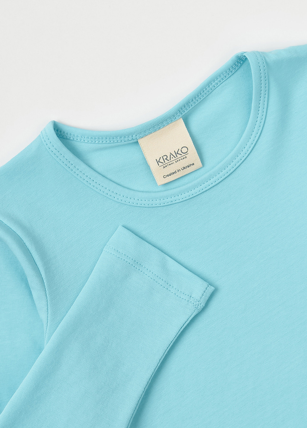 Голубой демисезонный кэжуал лонгслив KRAKO однотонный