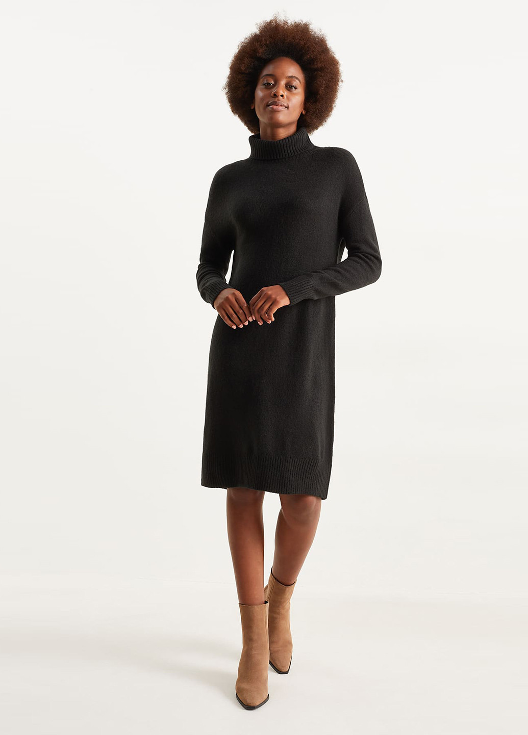 Чорна кежуал сукня сукня светр C&A однотонна