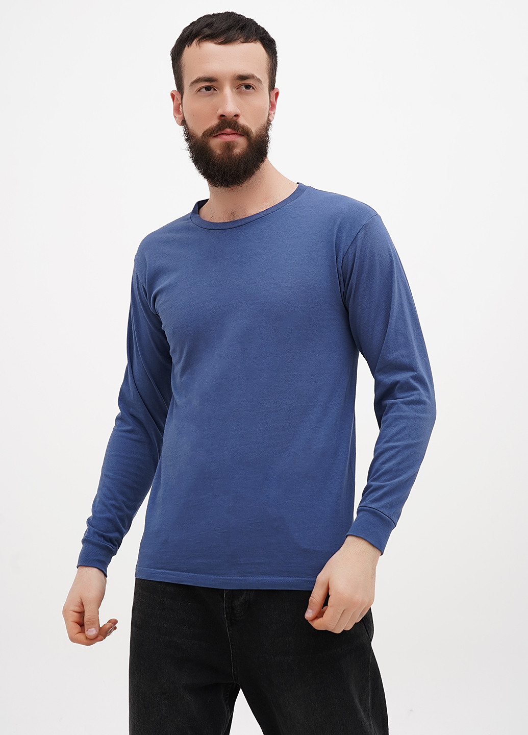 Синий демисезонный кэжуал лонгслив tgt однотонный