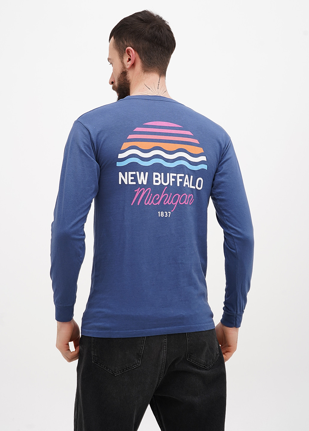 Синий демисезонный кэжуал лонгслив tgt однотонный