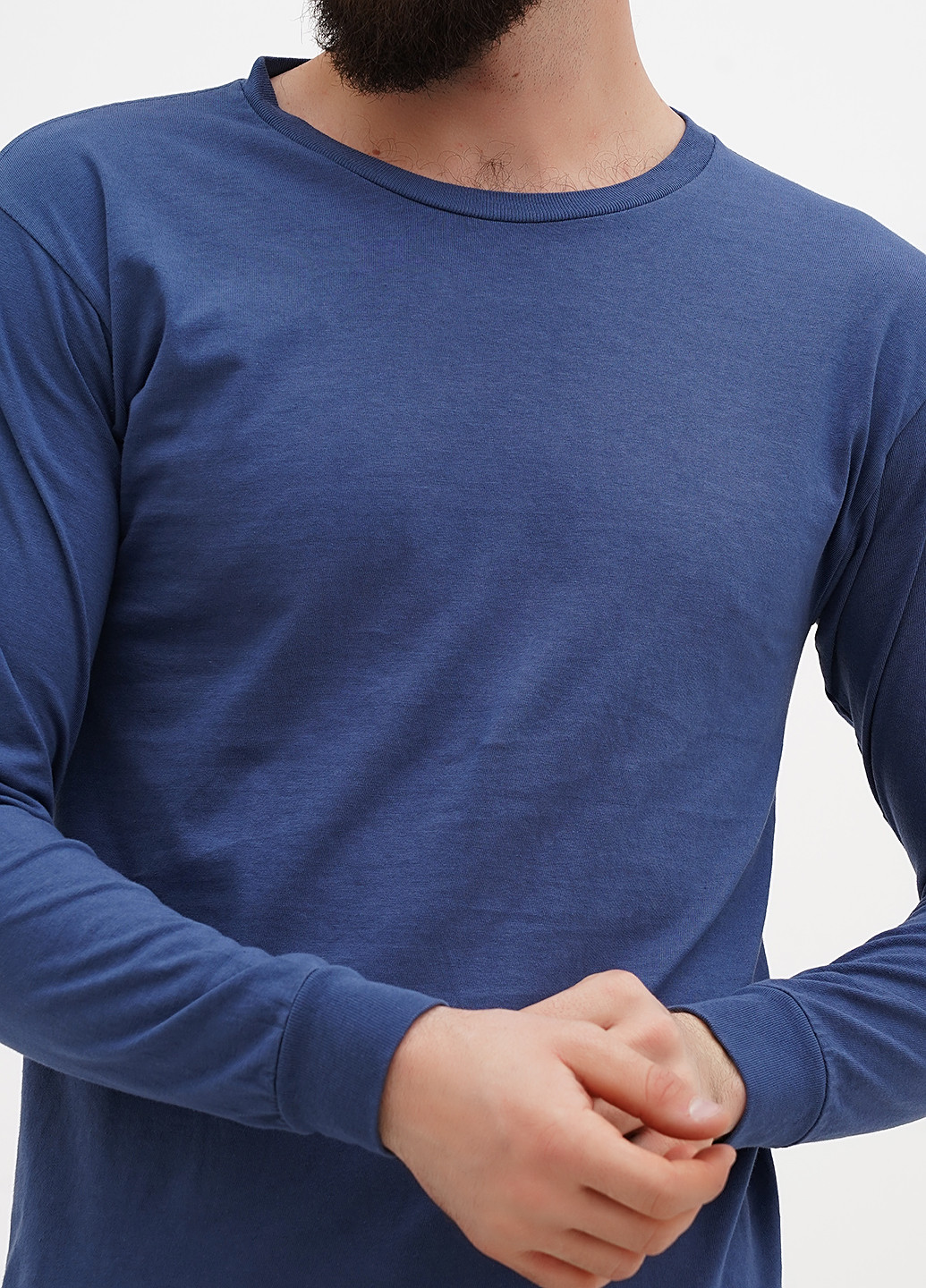 Синий демисезонный кэжуал лонгслив tgt однотонный