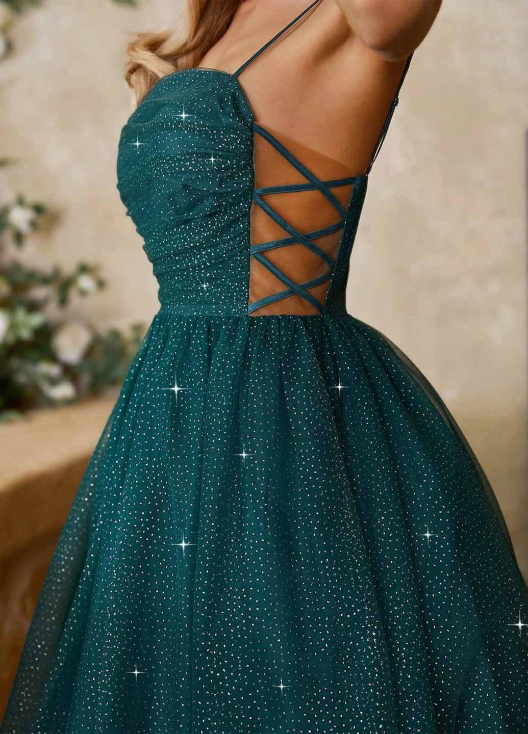 Смарагдова коктейльна сукня пачка, з відкритою спиною SHEIN з візерунком "перець з сіллю"