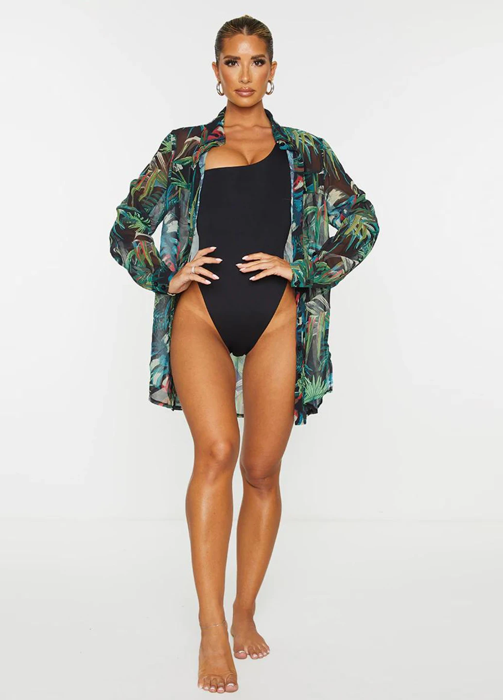 Чорний літній купальник суцільний PrettyLittleThing