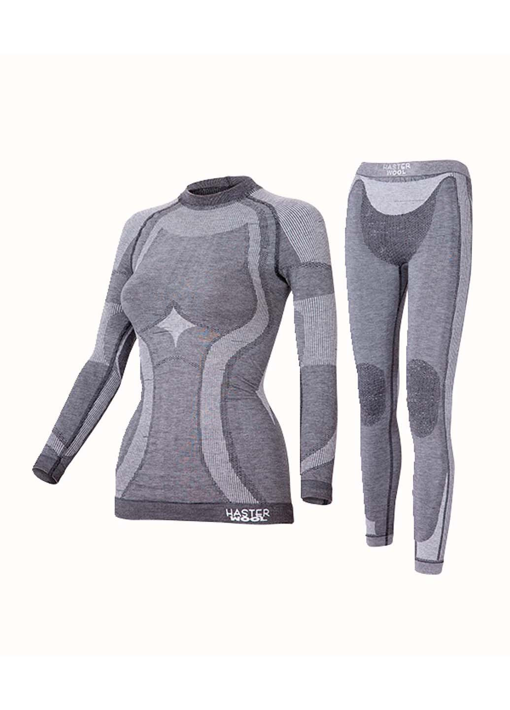 Комплект термобілизни Hanna Style светр + штани геометричний темно-сірий спортивний вовна, віскоза, поліамід