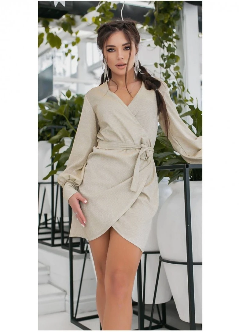 Золотий вечірня сукня на запах FashionYouWant однотонна