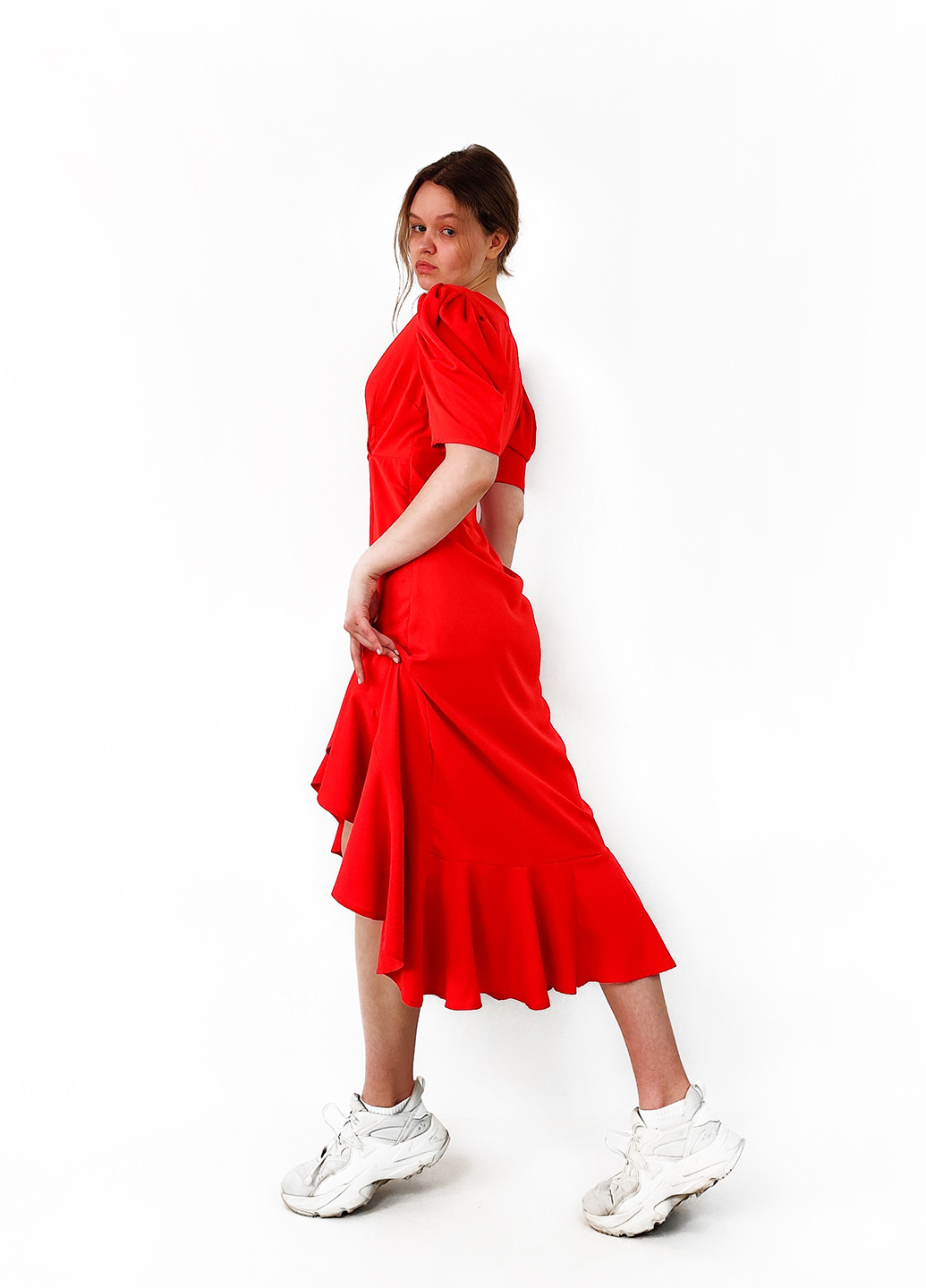 Червона кежуал сукня на запах Boohoo однотонна
