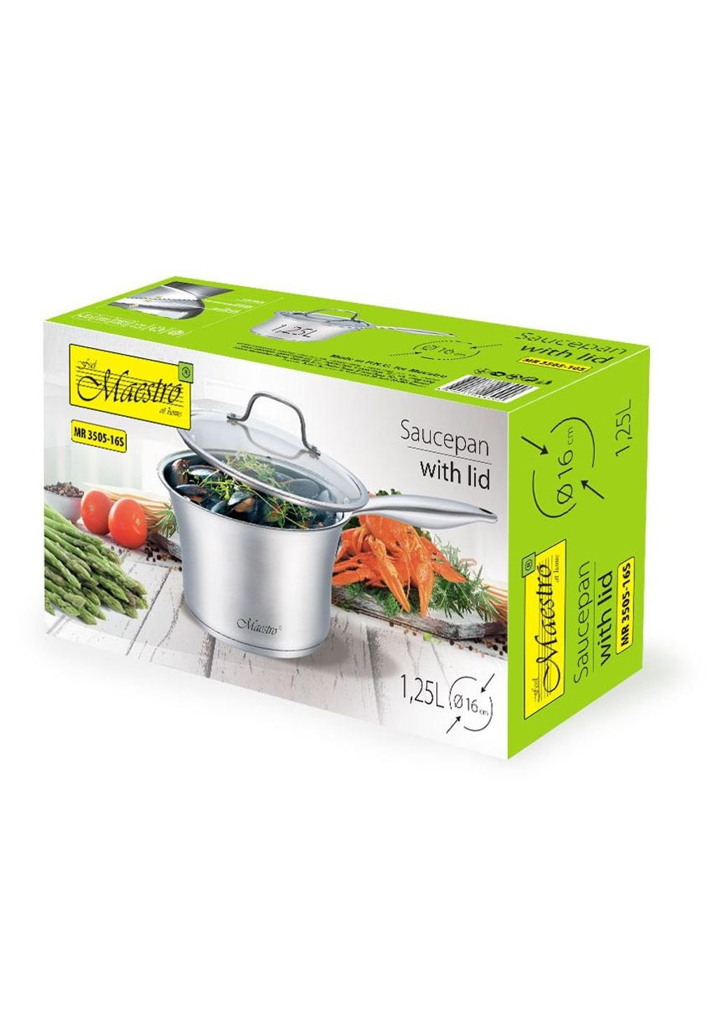 Ківш із кришкою MR-3505-16S 1.25 л 16х9,5 см Maestro (253612665)