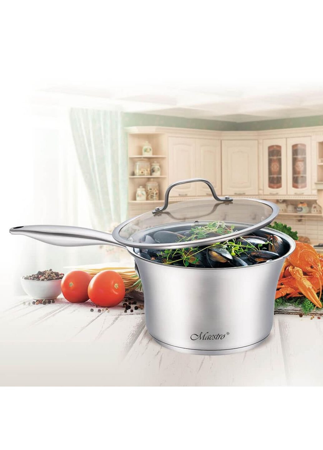 Ківш із кришкою MR-3505-16S 1.25 л 16х9,5 см Maestro (253612665)