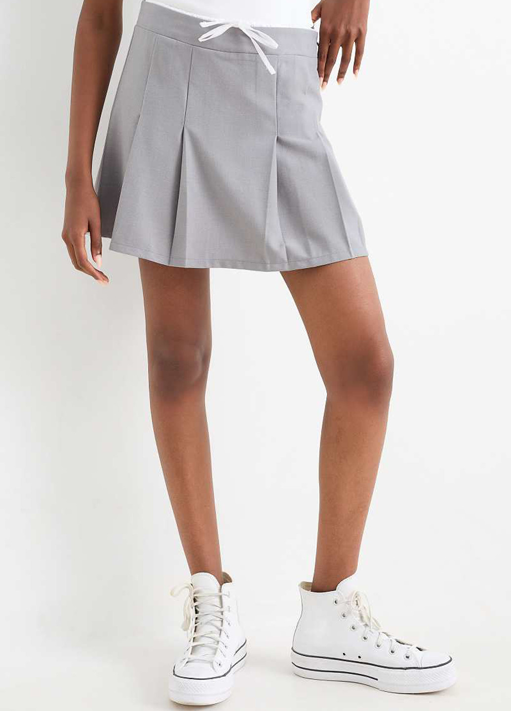 Серая кэжуал однотонная юбка C&A а-силуэта (трапеция)