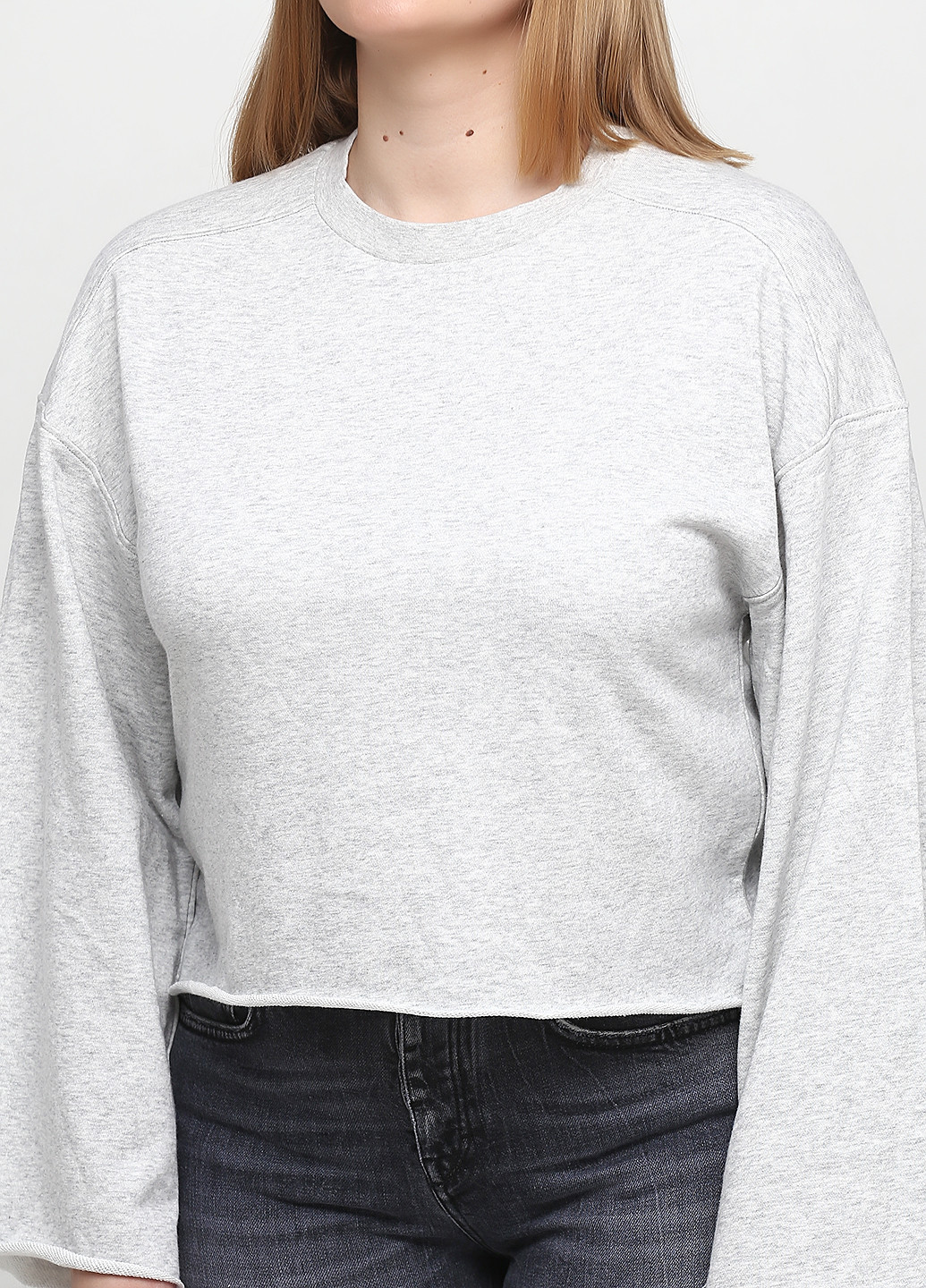 Свитшот H&M - Свободный крой меланж светло-серый кэжуал - (154230446)