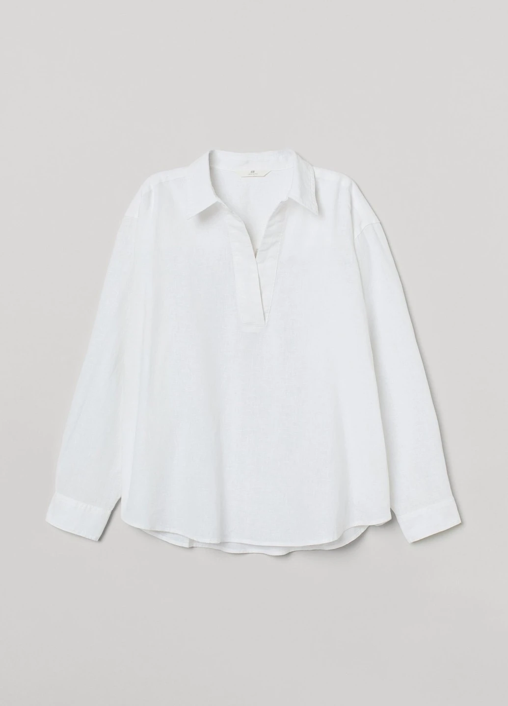 Белая кэжуал рубашка однотонная H&M