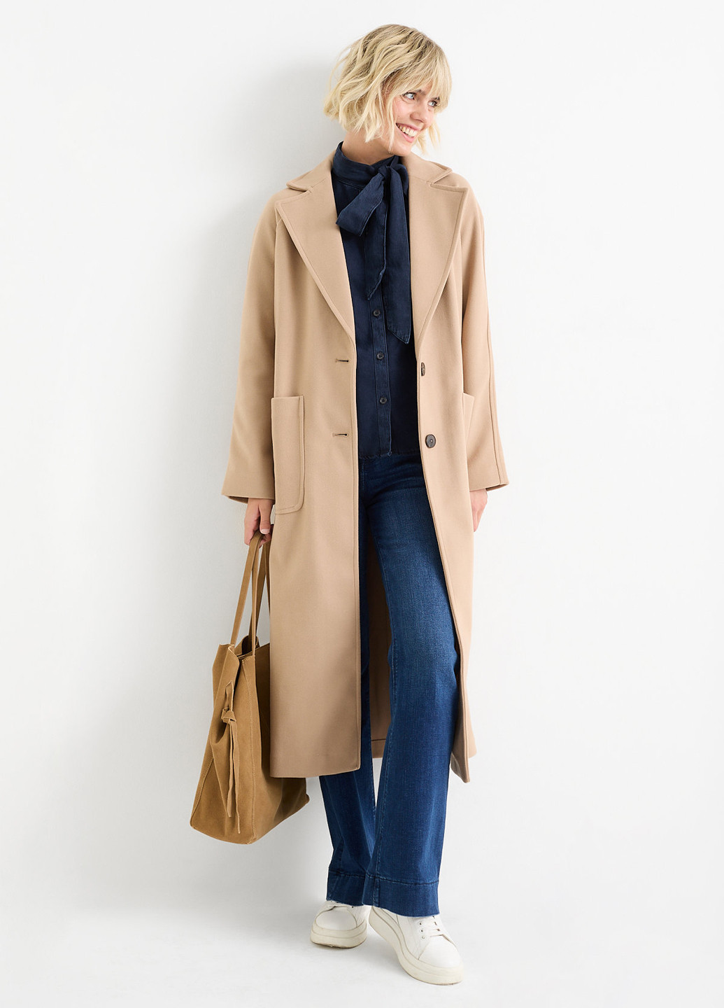 Темно-синяя джинсовая, кэжуал рубашка однотонная C&A