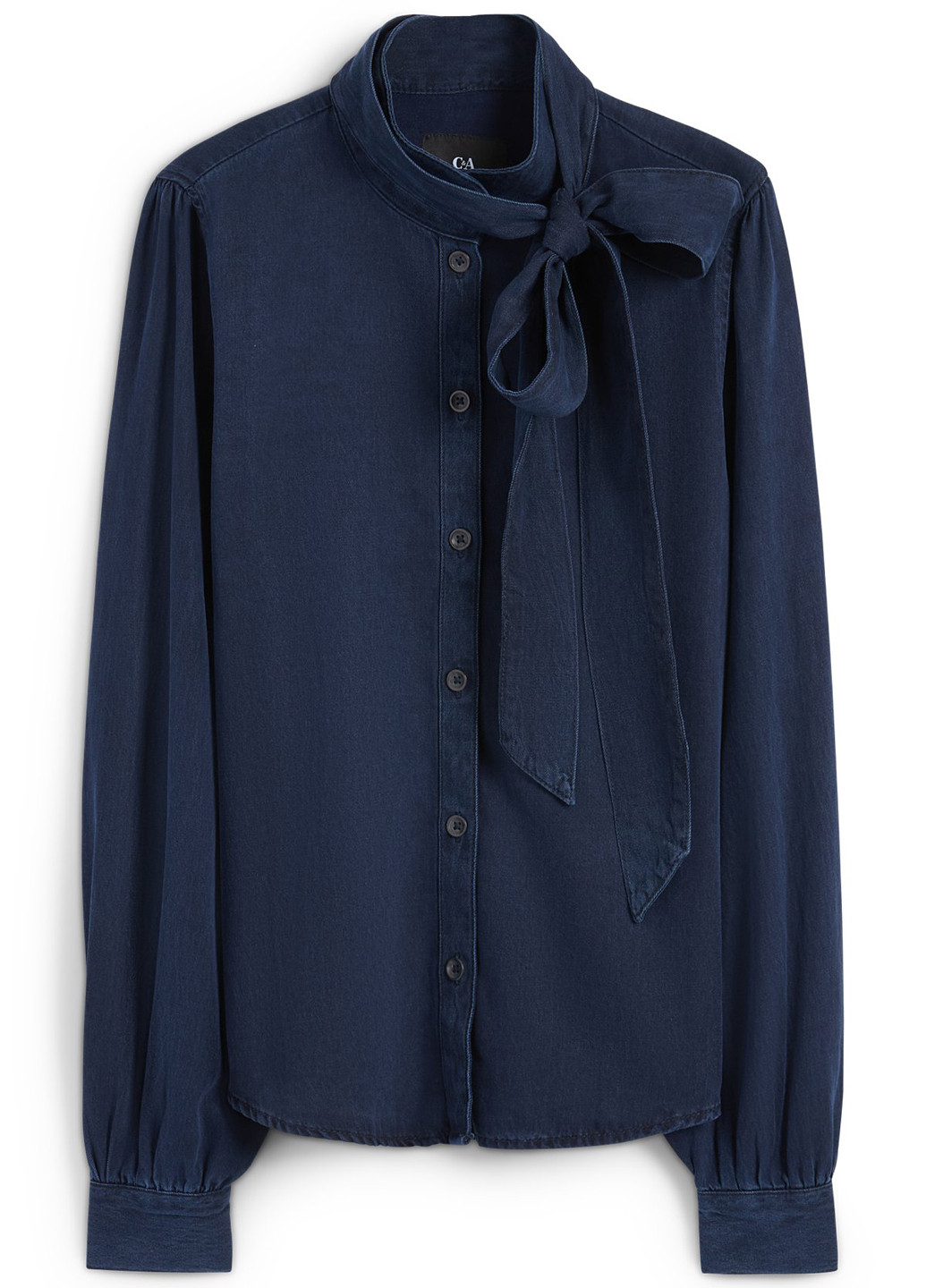 Темно-синяя джинсовая, кэжуал рубашка однотонная C&A