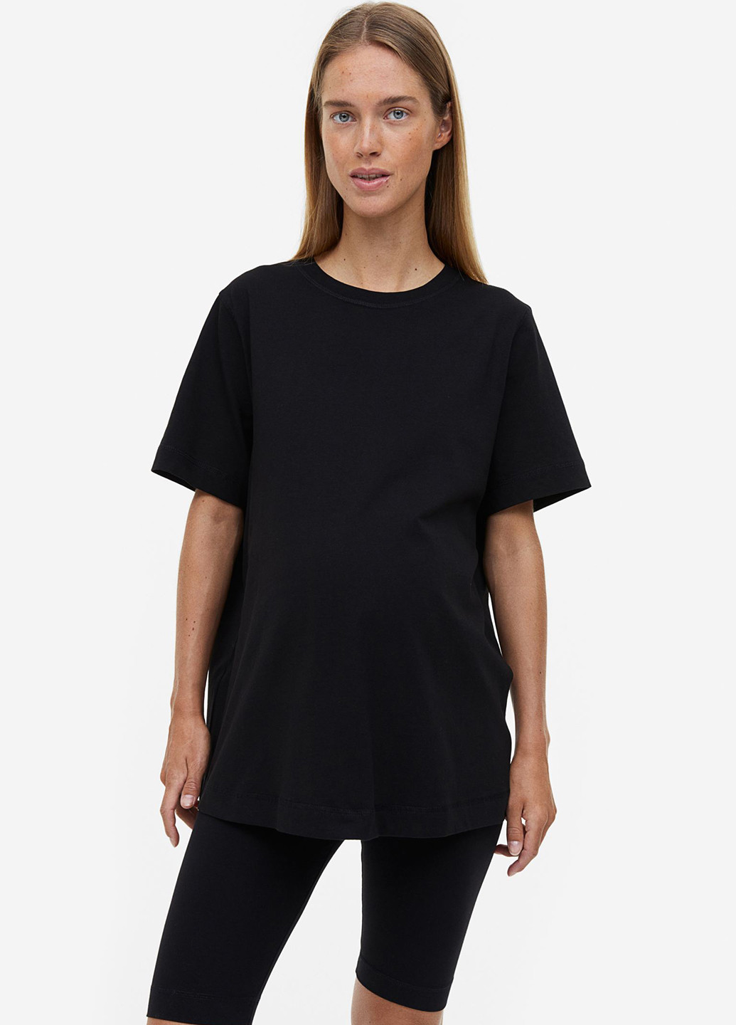 Черная летняя футболка для беременных H&M