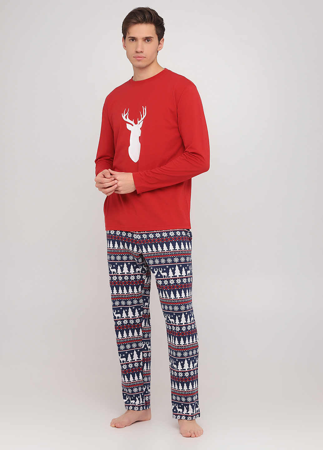 Пижама (лонгслив, брюки) Sleepyheads лонгслив + брюки рисунок комбинированная домашняя хлопок, трикотаж