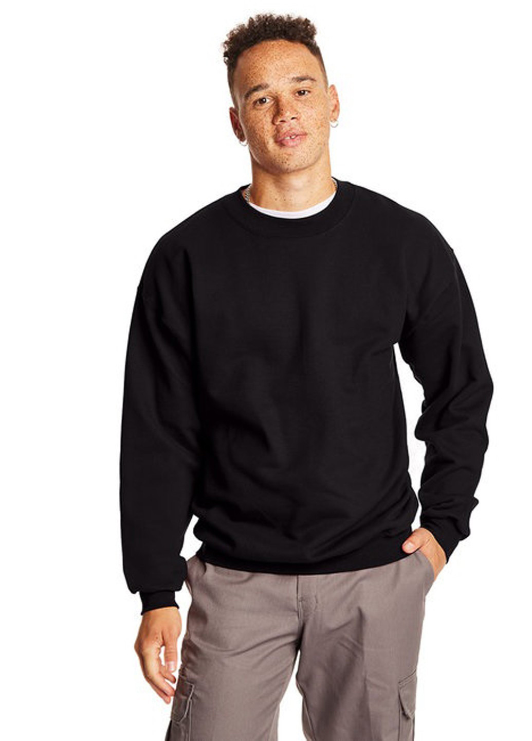 Чорний світшот Hanes однотонний без декору (361960122)