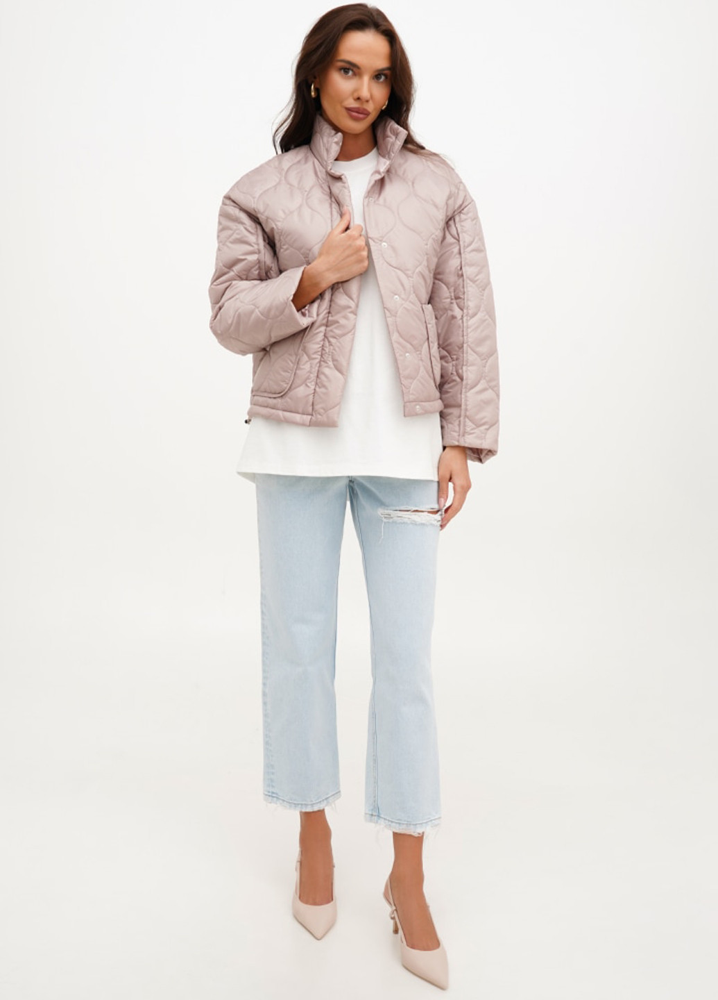 Светло-розовая демисезонная куртка куртка-лайнер ESSME