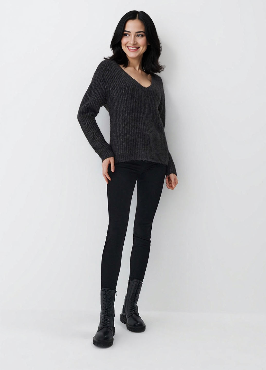 Черный демисезонный пуловер пуловер Mohito