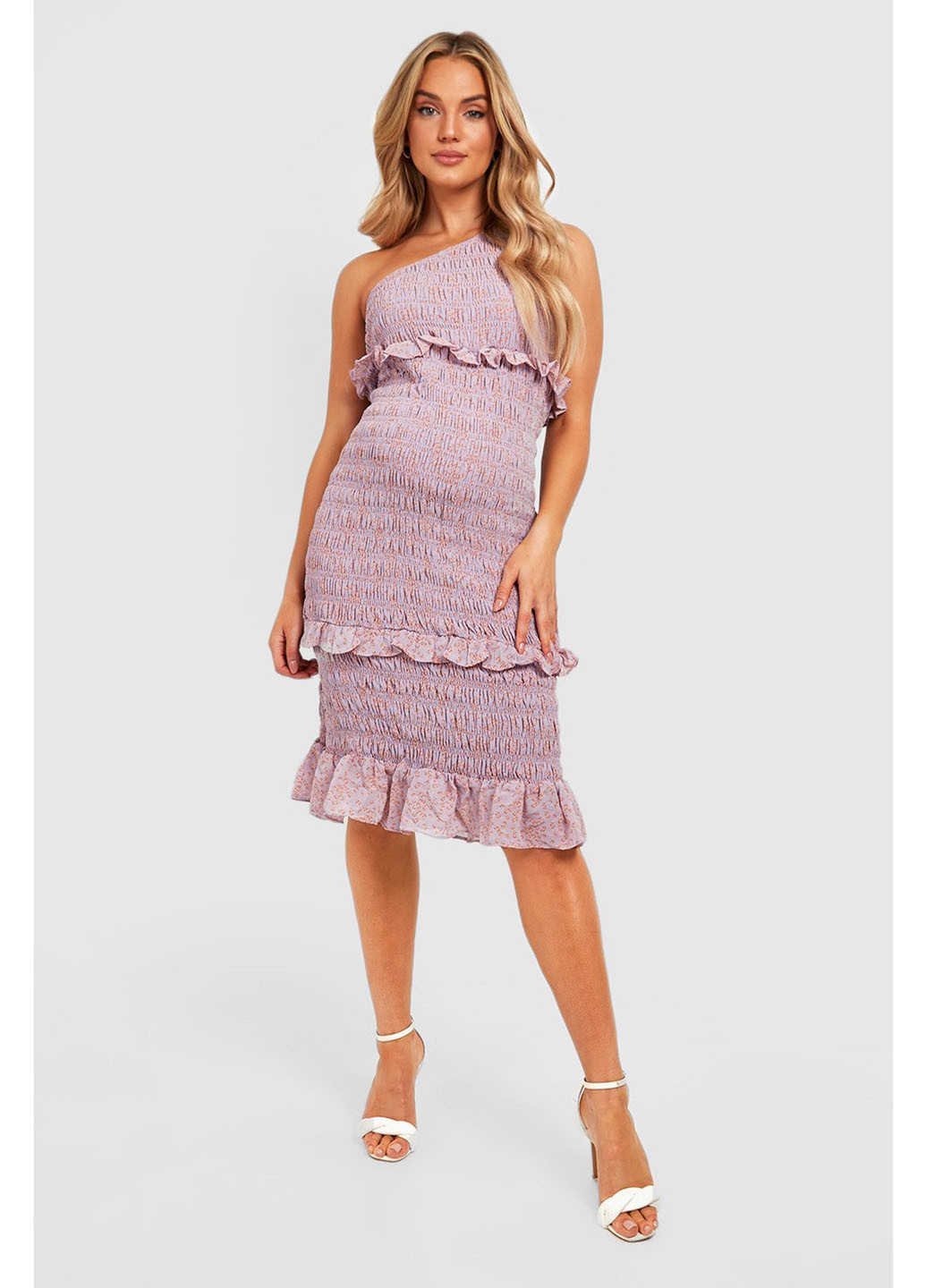 Лілова кежуал сукня на одне плече Boohoo з квітковим принтом