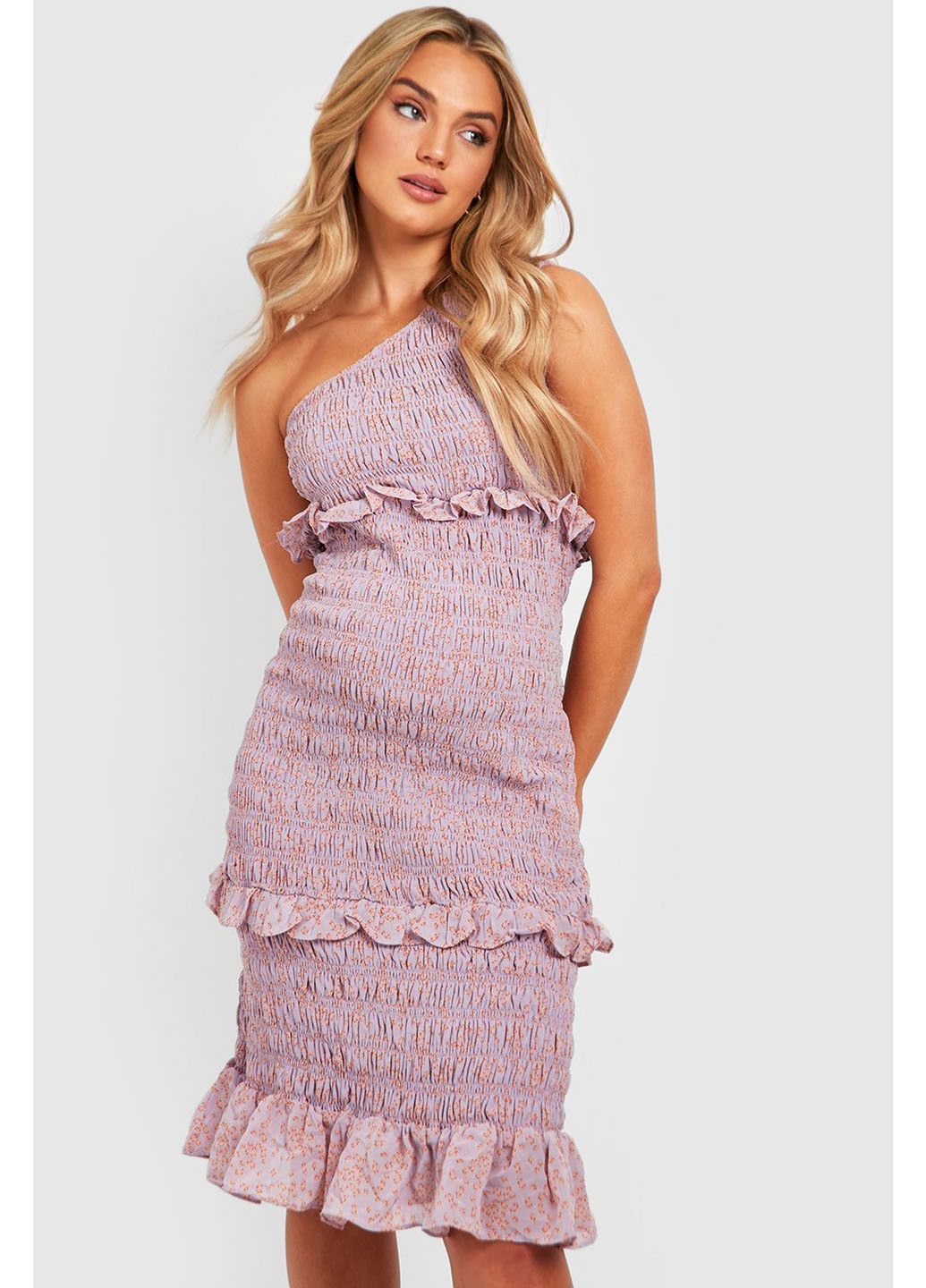 Лілова кежуал сукня на одне плече Boohoo з квітковим принтом