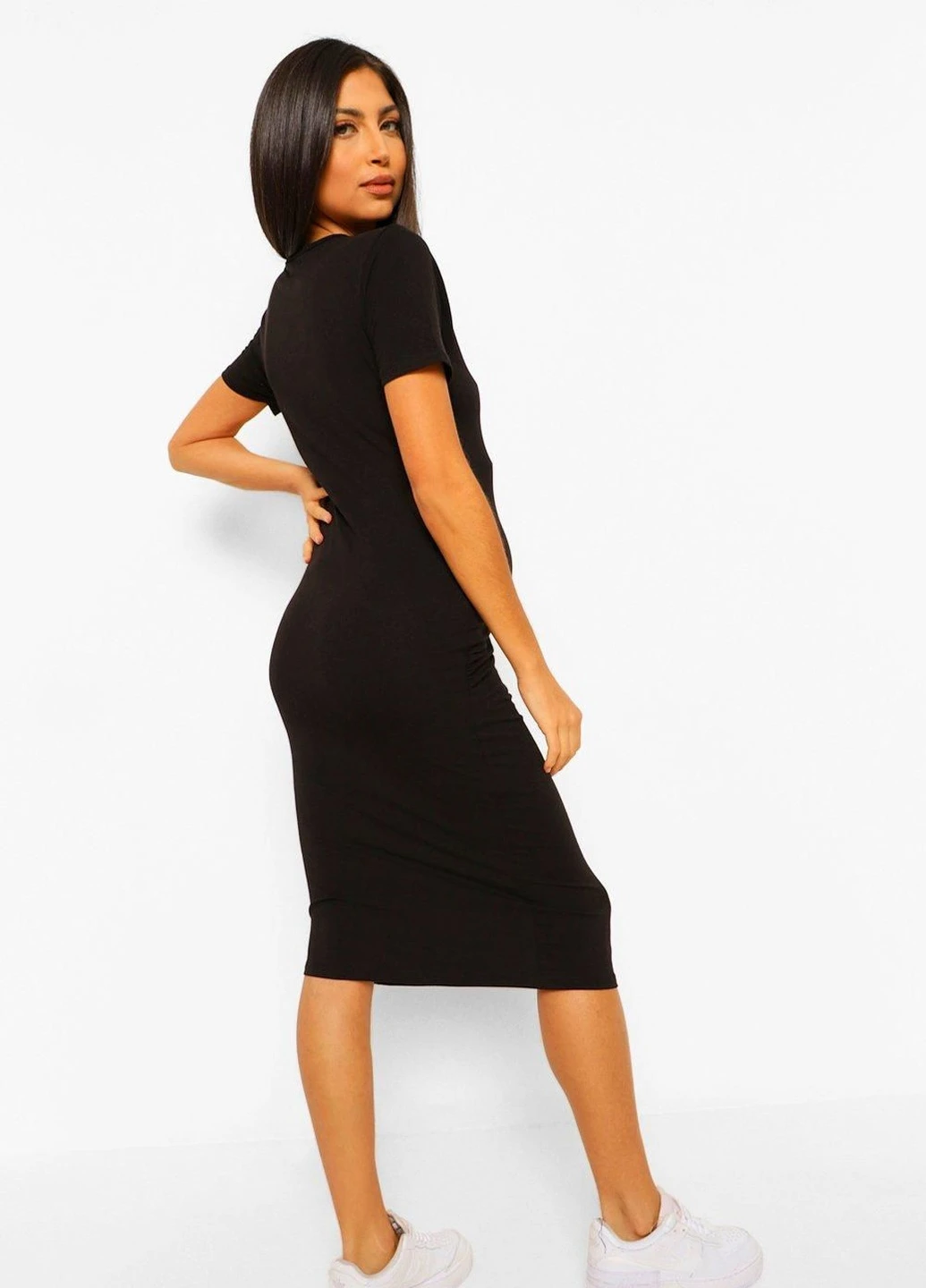 Черное кэжуал платье Boohoo однотонное