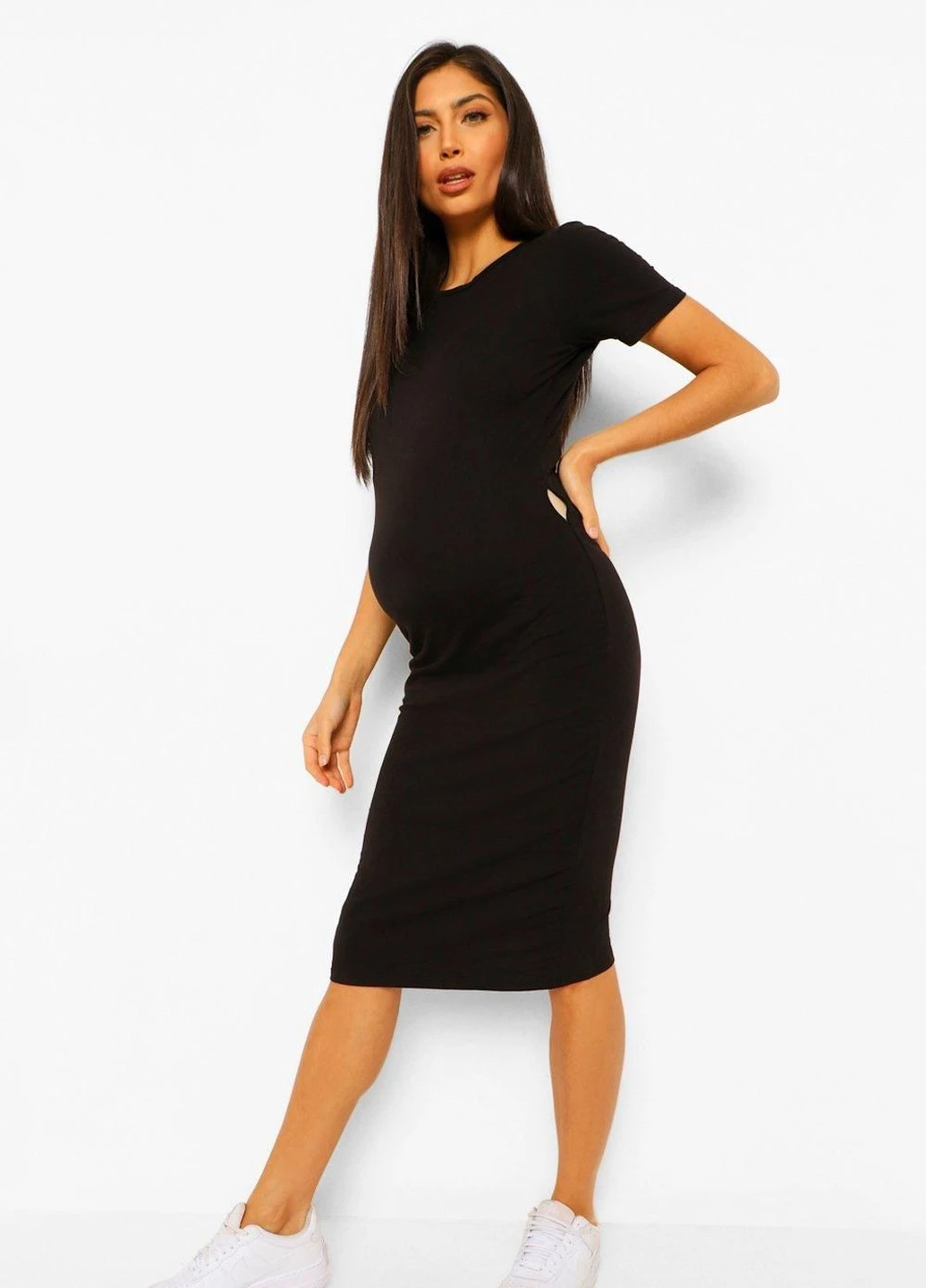 Черное кэжуал платье Boohoo однотонное