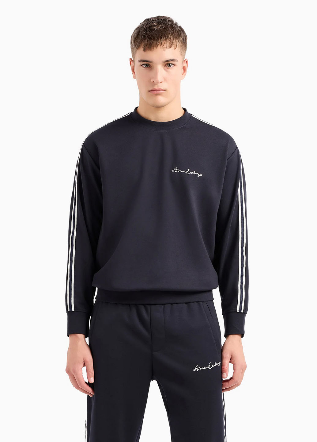 Темно-синий свитшот Armani Exchange логотип лампасы (365697334)