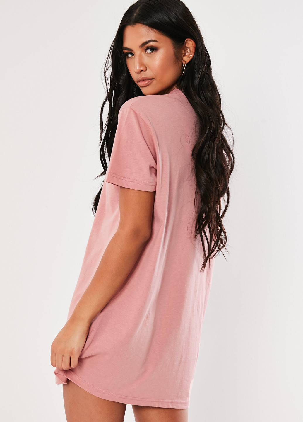 Розовое кэжуал платье платье-футболка Missguided однотонное