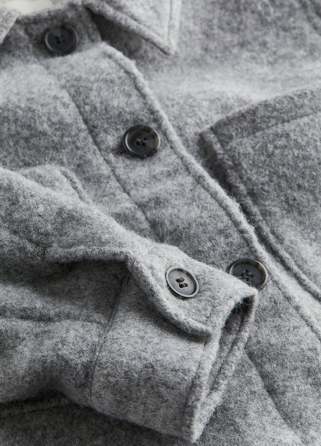 Серое Кэжуал полупальто H&M меланж