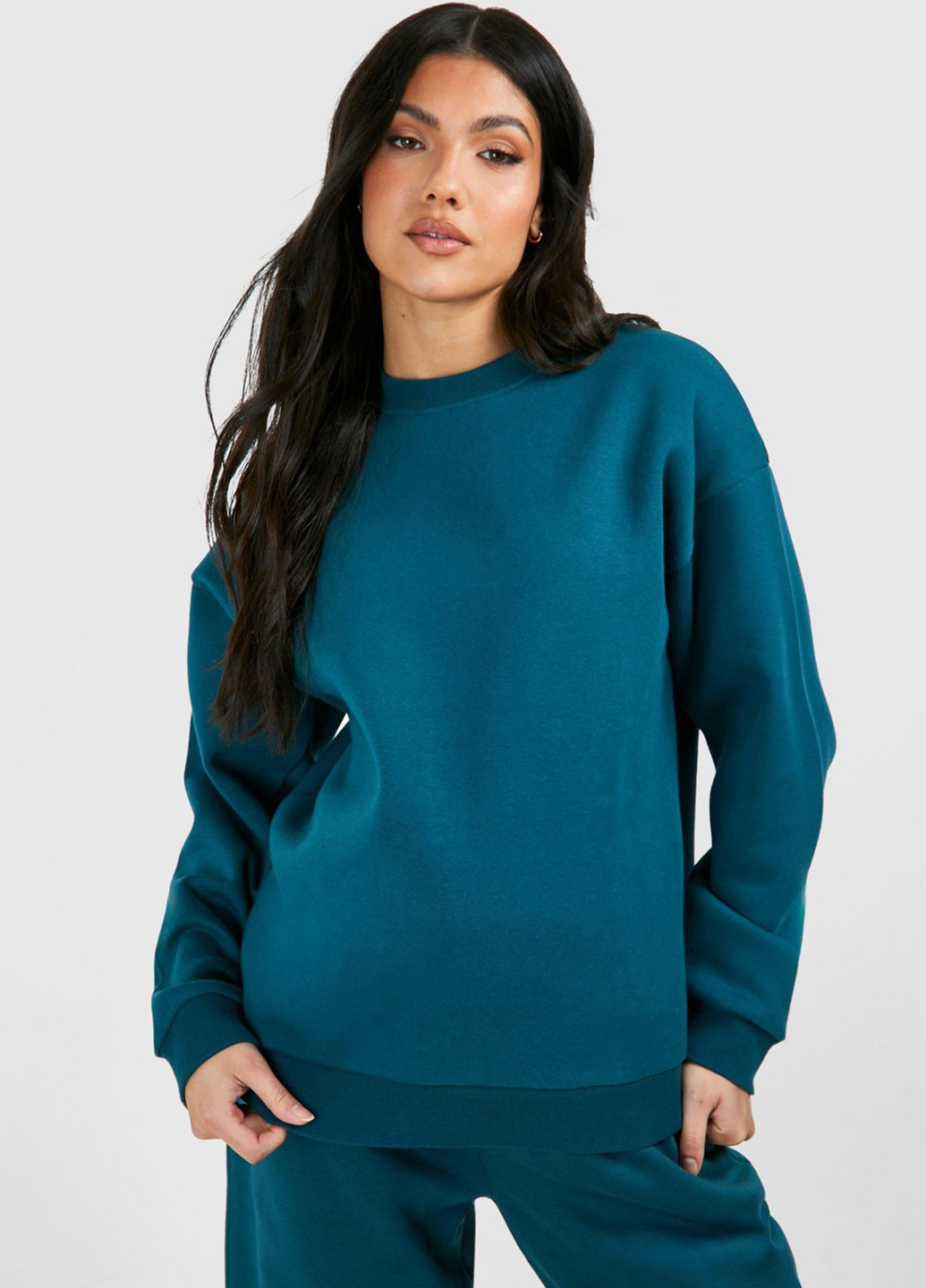 Бирюзовый свитшот для беременных Boohoo однотонный без декора (308024197)