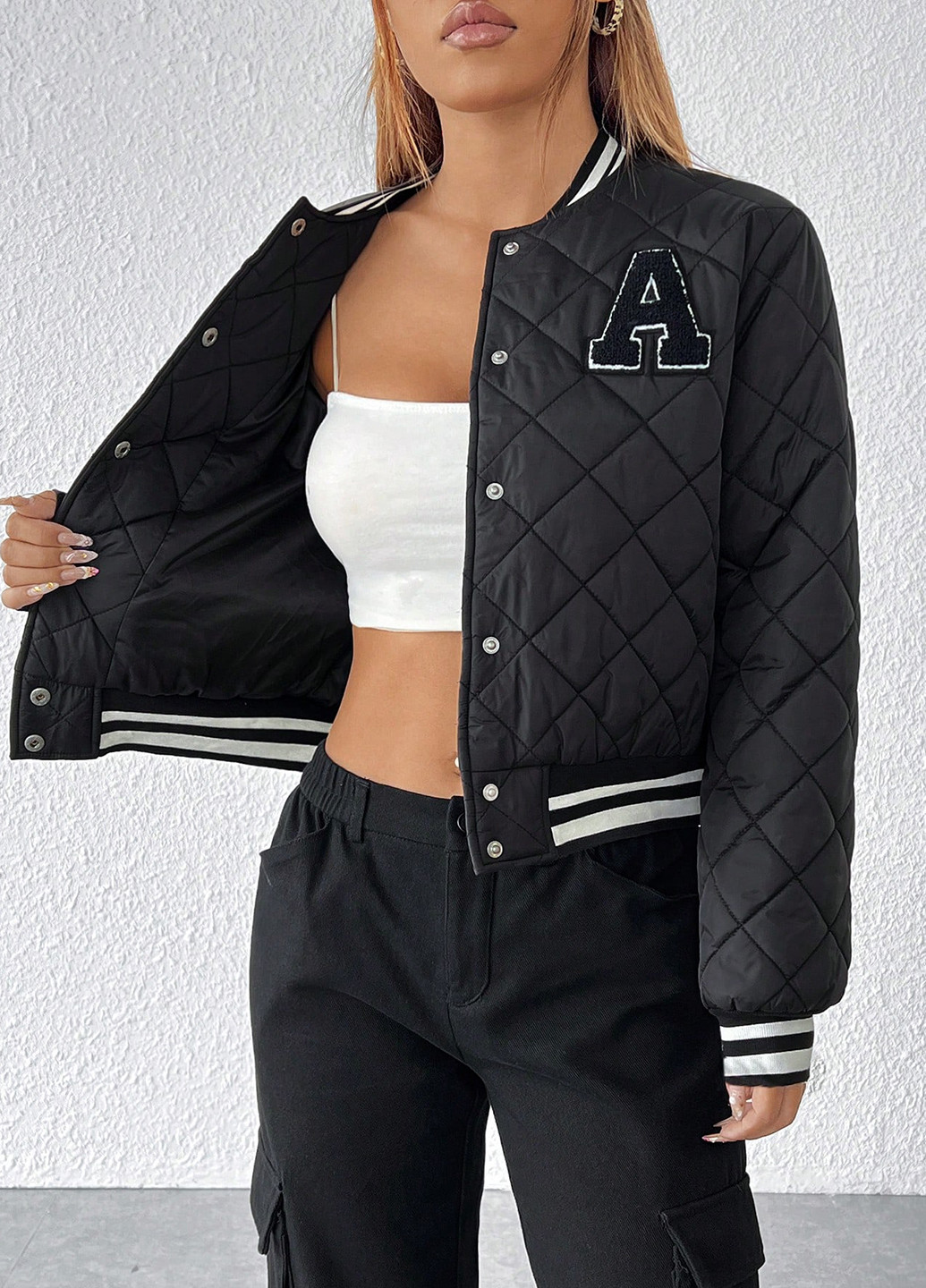 Бомбер SHEIN бейсбольный на кнопках (341286209)