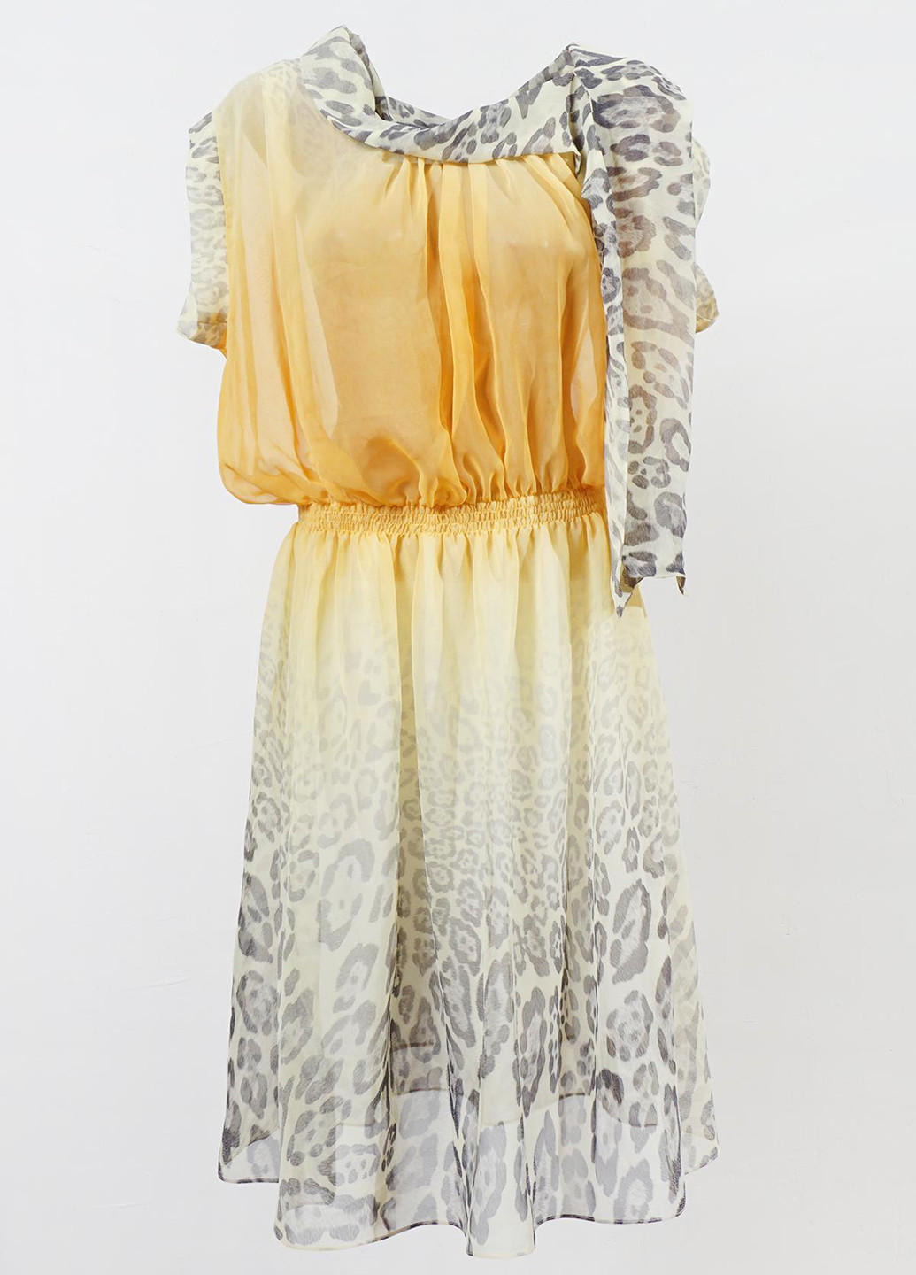 Желтое кэжуал платье Bellezza с животным (анималистичным) принтом