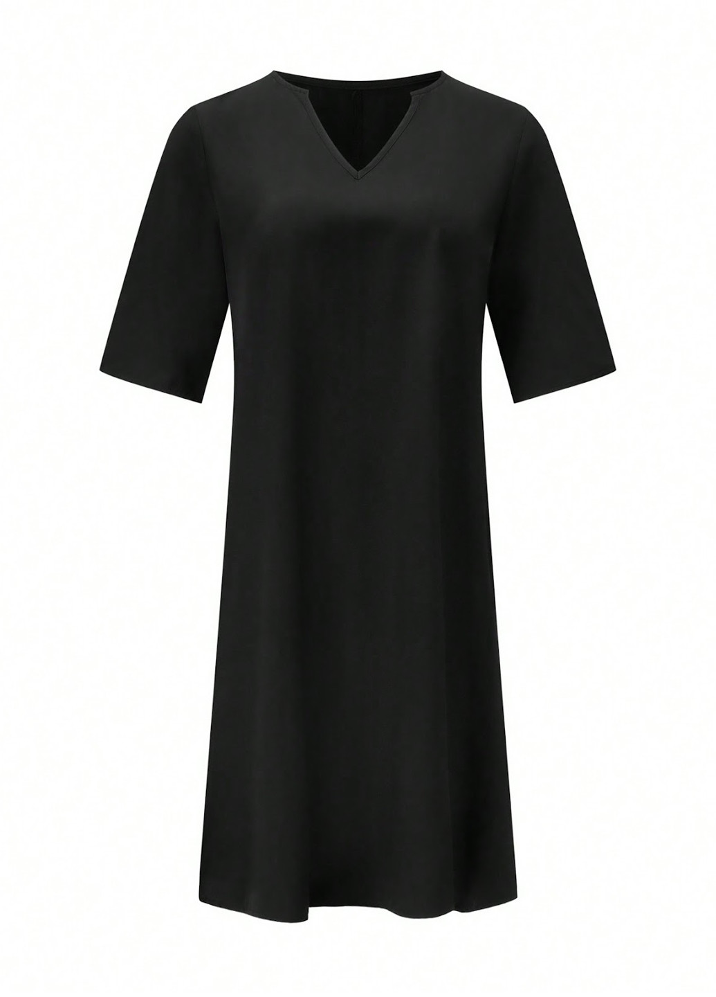 Черное кэжуал платье а-силуэт SHEIN однотонное